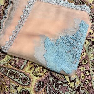 Peach and Blue Lace Scarf